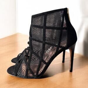 Ted Baker London Taminaa Mesh Peep Toe Bootie  High Heel Back Cut Out 37.5